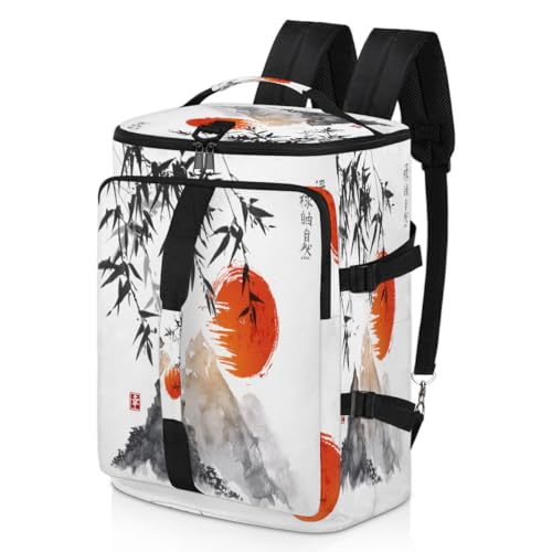 Bambus Red Sun Japan Sport Duffel Rucksack für Männer Frauen, Japan Wochenendtasche mit Schuhfach Tote Übernachtungstasche 47,5L für Sport Gym Reisen, farbe, 47.5L, Taschen-Organizer von TropicalLife