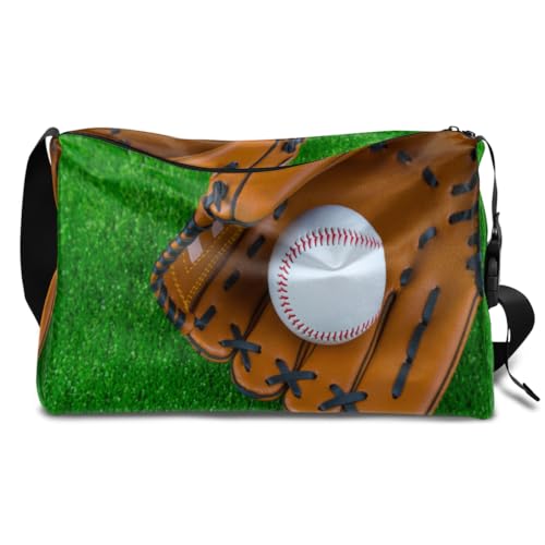 Baseballball Leder Duffle Bag für Mann Frau Jungen Mädchen Baseball Sport Wochenende Übernachtung Sport Gym Bag Reisetasche Single Shoulder Crossbody Handtasche, farbe, 18.5L, Taschen-Organizer von TropicalLife