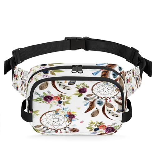 Bauchtasche mit Blumenmuster und Traumfänger-Motiv für Damen, Herren, Mädchen, Jungen, Kinder, florale Bauchtasche, Laufen, Sport, Wandern, Geldbörse, Gürteltasche, farbe, XL, Taschen-Organizer von TropicalLife