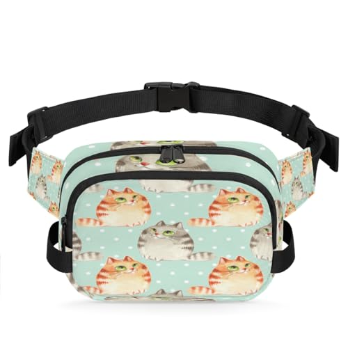 Bauchtasche mit Cartoon-Katzen-Aufdruck, für Damen, Herren, Mädchen, Jungen, Kinder, Katzen, Bauchtasche, Laufen, Sport, Wandern, Geldbörse, Gürteltasche, farbe, XL, Taschen-Organizer von TropicalLife