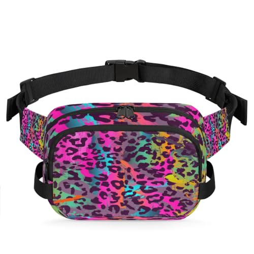 Bauchtasche mit Leopardenmuster für Damen, Herren, Mädchen, Jungen, Kinder, bunte Leoparden-Fanny-Tasche, Laufen, Sport, Wandern, Geldbörse, Gürteltasche, farbe, XL, Taschen-Organizer von TropicalLife