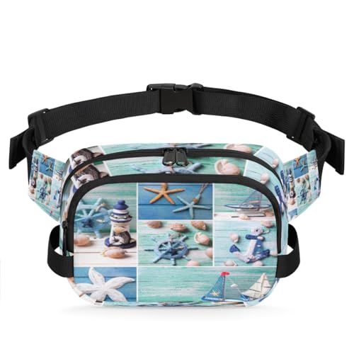 Bauchtasche mit Leuchtturm-Segelmotiv für Damen, Herren, Mädchen, Jungen, Kinder, Leuchtturm, Bauchtasche, Laufen, Sport, Wandern, Geldbörse, Gürteltasche, farbe, XL, Taschen-Organizer von TropicalLife