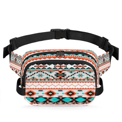 Bauchtasche mit buntem Aztekenmuster, Bauchtasche für Damen, Herren, Mädchen, Jungen, Kinder, Azteken-Bauchtasche, Laufen, Sport, Wandern, Geldbörse, Gürteltasche, farbe, XL, Taschen-Organizer von TropicalLife