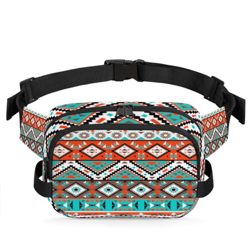 Bauchtasche mit geometrischem Tribal-Design für Damen, Herren, Mädchen, Jungen, Kinder, Aztekenmuster, Bauchtasche, Laufen, Sport, Wandern, Geldbörse, Gürteltasche, farbe, XL, Taschen-Organizer von TropicalLife