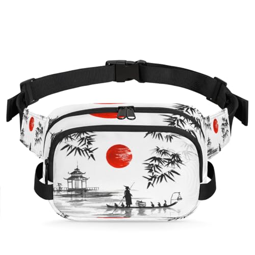 Bauchtasche mit japanischer Kunstmalerei, Bauchtasche für Damen, Herren, Mädchen, Jungen, Kinder, japanische Bauchtasche, Laufen, Sport, Wandern, Geldbörse, Gürteltasche, farbe, XL, Taschen-Organizer von TropicalLife