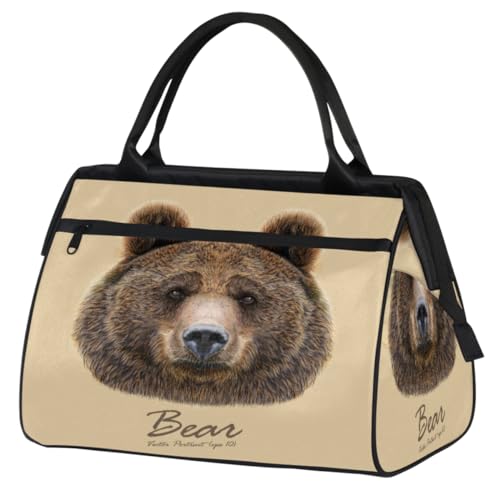 Bear Travel Duffel Bag for Women Men 24L, Bear Head Weekend Bag Sports Tote Gym Travel Overnight Weekender Bag, farbe, (24L) UK, Taschen-Organizer von TropicalLife