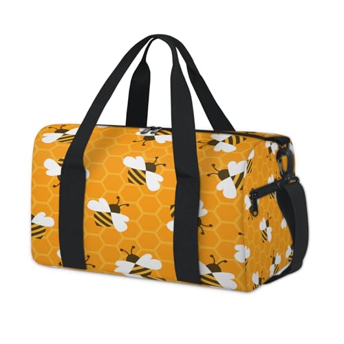 Bee Sports Duffel Bag Bee with Honey Weekend Overnight Bag Tote Holdall Casual Travel Gym Duffel Bags for Kids Girls Boys Women Men von TropicalLife