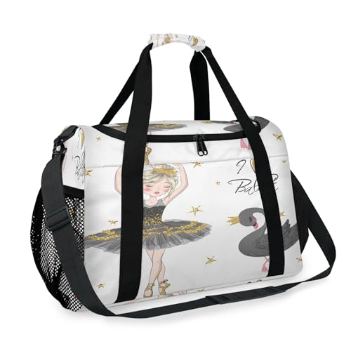 Black Swan Ballerina-Reisetasche, für Mädchen, Jungen, Damen, Herren, Mädchen, Wochenende, Übernachtung, Schultertasche, Handtasche, für Reisen, Sport, Fitnessstudio von TropicalLife