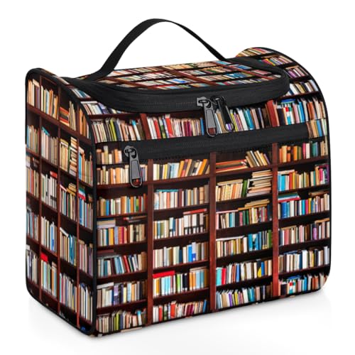 Bücherregal, Reise-Make-up-Tasche für Damen, Herren, Mädchen, Jungen, Bücherregal, Buch, 11,2 l, Kulturbeutel, Kulturbeutel, Kulturbeutel, zum Aufhängen, Kosmetik, Organizer, Duschtasche, farbe, von TropicalLife