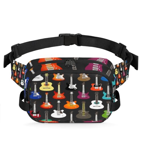 Bunte Gitarren-Hüfttasche für Damen, Herren, Mädchen, Jungen, Kinder, Gitarre, Bauchtasche, Laufen, Sport, Wandern, Geldbörse, Gürteltasche, farbe, XL, Taschen-Organizer von TropicalLife