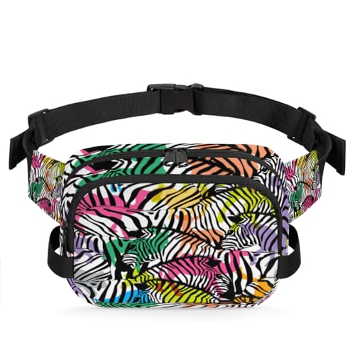 Bunte Gürteltasche mit Zebramuster für Damen, Herren, Mädchen, Jungen, Kinder, Zebra-Design, Bauchtasche, Laufen, Sport, Wandern, Geldbörse, Gürteltasche, farbe, XL, Taschen-Organizer von TropicalLife