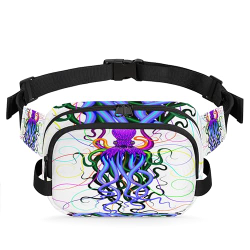 Bunte Oktopus-Bauchtasche für Damen, Herren, Mädchen, Jungen, Kinder, Tier-Oktopus, Bauchtasche, Laufen, Sport, Wandern, Geldbörse, Gürteltasche, farbe, XL, Taschen-Organizer von TropicalLife