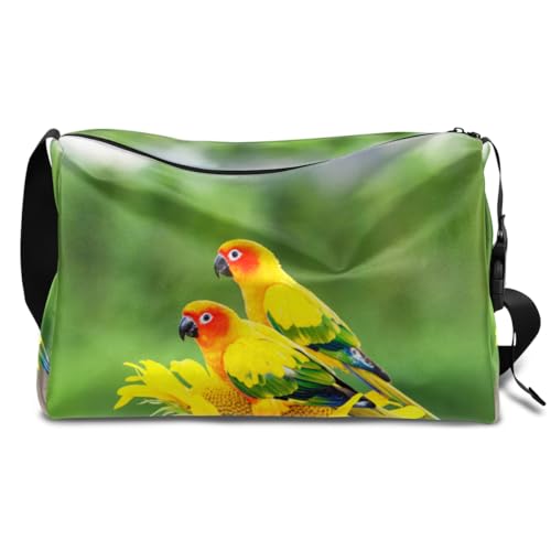 Bunte Papagei Leder Duffle Bag für Mann Frau Jungen Mädchen Papagei Wochenende Übernachtung Sport Turnbeutel Reisetasche Single Shoulder Crossbody Handtasche, farbe, 18.5L, Taschen-Organizer von TropicalLife