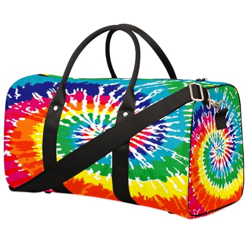 Bunte Reisetasche für Damen, Herren, Kinder, Mädchen, Jungen, Batikfärbung, 22,7 l, Wochenendtasche, Übernachtungstasche, Schultertasche, Gepäcktasche für Sport, Fitnessstudio, Reisen, farbe, 22.7 L, von TropicalLife