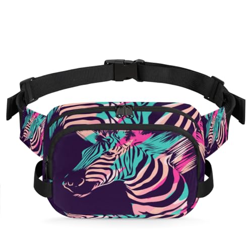 Bunte Zebra-Bauchtasche für Damen, Herren, Mädchen, Jungen, Kinder, Zebra-Bauchtasche, Laufen, Sport, Wandern, Geldbörse, Gürteltasche, farbe, XL, Taschen-Organizer von TropicalLife