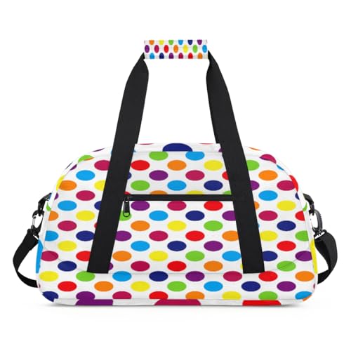 Bunte gepunktete Sporttasche für Damen und Herren, Punktemuster, 24 l, für Wochenende, Übernachtungstasche, Reisetasche, Turnbeutel für Kinder, Mädchen, Jungen, farbe, (24L) UK, Taschen-Organizer von TropicalLife