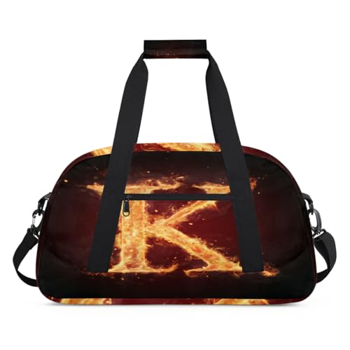 Burning Fire K Sporttasche für Damen und Herren, K 24L Wochenend-Übernachtungstasche, Tragetasche, Reisetasche, Turnbeutel für Kinder, Mädchen, Jungen, farbe, (24L) UK, Taschen-Organizer von TropicalLife