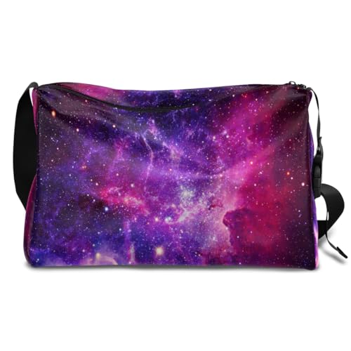 Bursting Galaxy Leder Duffle Bag für Mann Frau Jungen Mädchen Galaxy Wochenende Übernachtung Sport Gym Bag Reisetasche Single Shoulder Crossbody Handtasche, farbe, 18.5L, Taschen-Organizer von TropicalLife