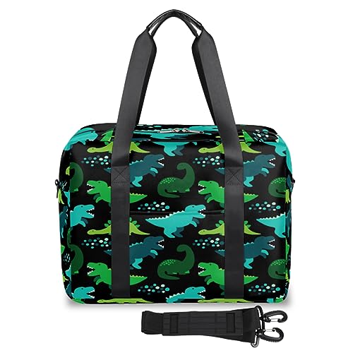 Caroon Dinosaurier-Reisetasche für Damen und Herren, lustige Dinosaurier-Wochenend-Übernachtungstasche, 32 l, große Hütte, Tragetasche für Reisen, Sport, Fitnessstudio, farbe, 32 L, Taschen-Organizer von TropicalLife