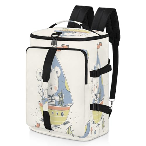 Cartoon süßer Bär Sport Duffel Rucksack für Männer Frauen, Bär Wochenendtasche mit Schuhfach Tote Übernachtungstasche 47,5L für Sport Gym Reisen, farbe, 47.5L, Taschen-Organizer von TropicalLife