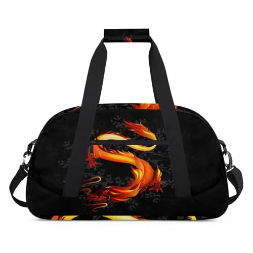 Chinesischer Drachen-Sporttasche für Damen und Herren, Tierdrache, 24 l, Wochenend-Übernachtungstasche, Tragetasche, Reisetasche, Turnbeutel für Kinder, Mädchen, Jungen, farbe, (24L) UK, von TropicalLife