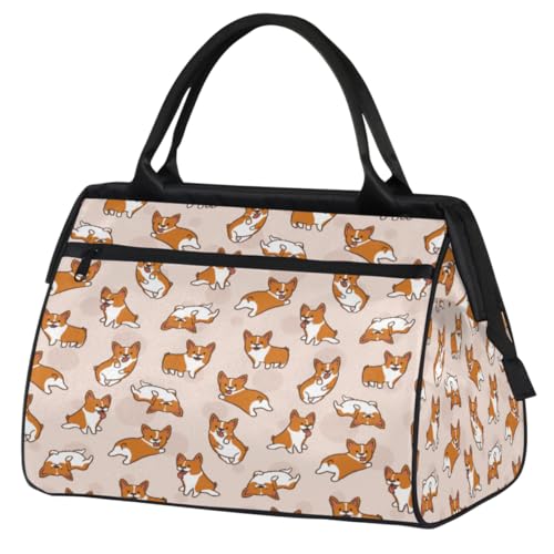 Corgis Dog Cartoon Reisetasche für Damen und Herren, 24 l, Hunde-Wochenendtasche, Sporttasche, Fitnessstudio, Reisen, Übernachtung, Wochenendtasche, farbe, (24L) UK, Taschen-Organizer von TropicalLife