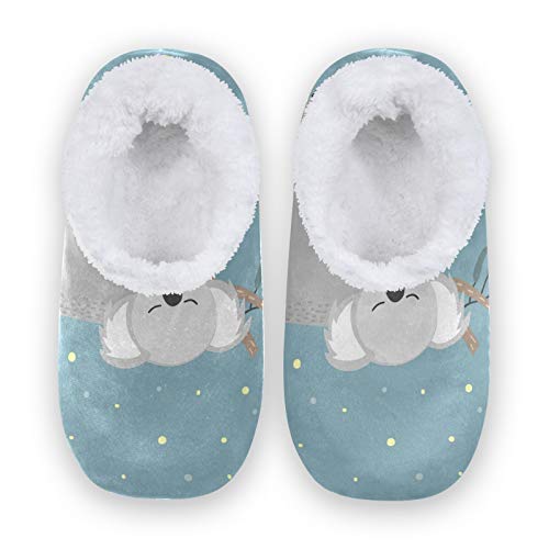 TropicalLife Cute Animal Koala Tree Women Men Closed Back House Slippers Comfort Coral Fleece Fuzzy Feet Slippers Home Shoes for Indoor Outdoor von TropicalLife