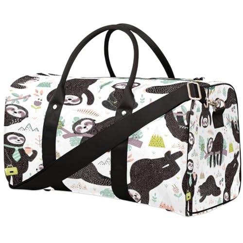 Cutes Schlaffaultier-Reisetasche für Damen, Herren, Kinder, Mädchen, Jungen, Cartoon-Faultiere, 22,7 l, Wochenendtasche, Übernachtungstasche, Schultertasche, Gepäcktasche für Sport, Fitnessstudio, von TropicalLife