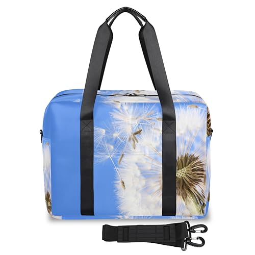 Dandelion White Travel Duffel Bags for Women Men Dandelion Weekend Overnight Bag 32L Large Cabin Holdall Tote Bag for Travel Sports Gym, farbe, 32 L, Taschen-Organizer von TropicalLife