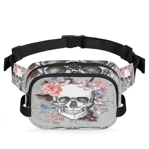 Day of the Dead Bauchtasche für Damen, Herren, Mädchen, Jungen, Kinder, Zuckerschädel-Druck, Bauchtasche, Laufen, Sport, Wandern, Geldbörse, Gürteltasche, farbe, XL, Taschen-Organizer von TropicalLife