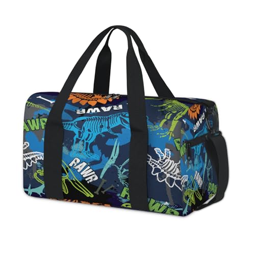 Dino Sporttasche mit Dinosaurier-Motiv, Wochenende, Übernachtungstasche, Reisetasche, für Kinder, Mädchen, Jungen, Damen, Herren von TropicalLife
