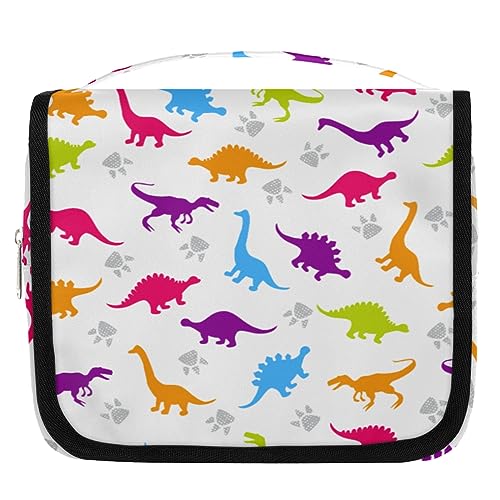 Dinosaurier Bunte Muster Reise Kulturbeutel für Frauen Männer Dinosaurier Waschbeutel Tasche Hängende Toilettenartikel Kosmetik Make-up Organizer, farbe, 4.7 L, Taschen-Organizer von TropicalLife