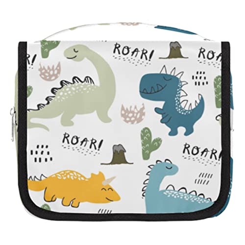 Dinosaurier-Kulturbeutel zum Aufhängen, Dinosaurier-Tier, niedlich, Reise-Make-up-Kosmetiktasche, hängende Kulturbeutel, Organizer-Tasche mit Haken für Frauen, Männer, Mädchen, Jungen, mehrfarbig von TropicalLife