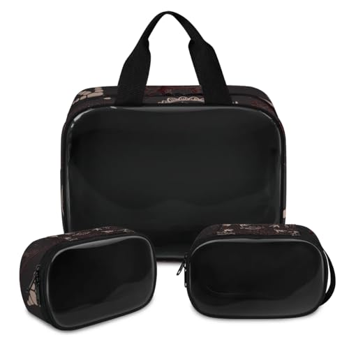 Dinosaurier-Make-up-Tasche für Damen und Herren, Dinosaurier-Drucke, durchscheinende Kosmetiktasche, Kulturbeutel, Duschtasche, 3 Stück, Reise-Kulturartikel, Kosmetik-Organizer, farbe, XL, von TropicalLife