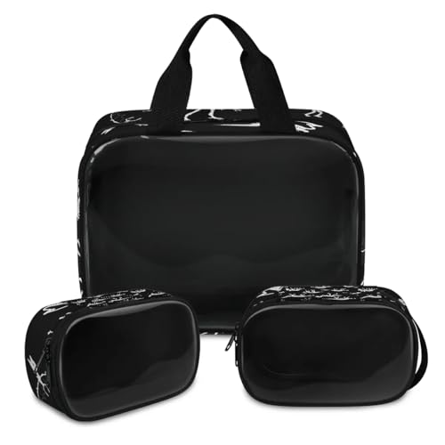 Dinosaurier-Make-up-Tasche für Damen und Herren, Dinosaurier-Totenkopf, durchscheinend, Kosmetiktasche, Kulturbeutel, 3 Stück, Reise-Kulturartikel, Kosmetik-Organizer, farbe, XL, Kosmetiktasche von TropicalLife