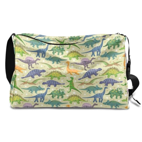 Dinosaurier Muster Leder Duffle Bag für Mann Frau Jungen Mädchen, Dinosaurier Wochenende Übernachtung Sport Gym Bag Reisetasche Single Shoulder Crossbody Handtasche, farbe, 18.5L, Taschen-Organizer von TropicalLife