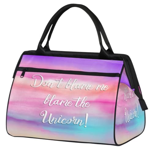 Einhorn Lustige Reisetasche für Damen und Herren, 24 l, Einhorn-Wochenendtasche, Sporttasche, Fitnessstudio, Reisen, Übernachtung, Wochenendtasche, farbe, (24L) UK, Taschen-Organizer von TropicalLife