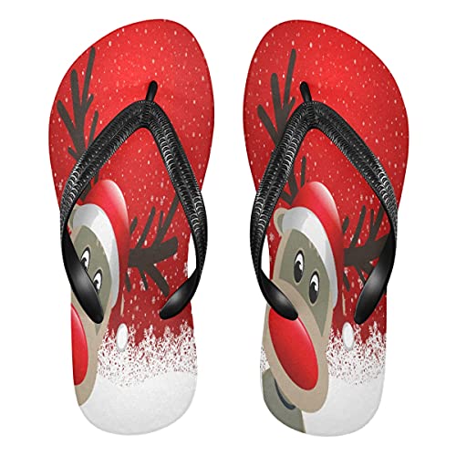 Elch Weihnachten Schneeflocke Damen Flip Flops Unisex Erwachsene Flip Flops Zehensteg Flip Flop Größe XS Sommer Sandale für Herren, mehrfarbig, 38.5/41 EU von TropicalLife