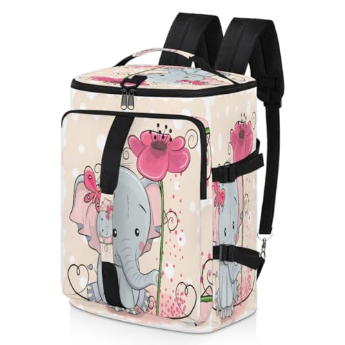 Elefant Blume Rosa Sport Duffel Rucksack für Männer Frauen Elefant Wochenende Tasche mit Schuhfach Tote Übernachtung Tasche 47,5L für Sport Gym Reisen, farbe, 47.5L, Taschen-Organizer von TropicalLife