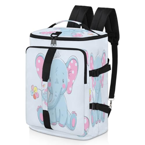 Elefant Blume Sport Duffel Rucksack für Männer Frauen, Elefant süße Wochenendtasche mit Schuhfach Tote Übernachtungstasche 47,5L für Sport Gym Reisen, farbe, 47.5L, Taschen-Organizer von TropicalLife