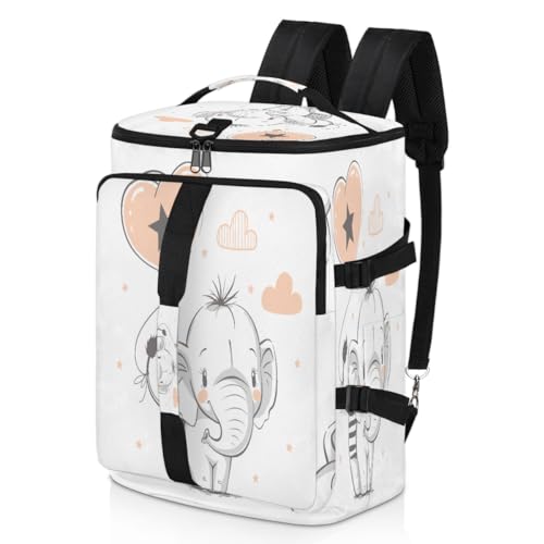 Elefant Cartoon Sport Duffel Rucksack für Männer Frauen, Elefant Wochenendtasche mit Schuhfach Tote Übernachtungstasche 47,5L für Sport Gym Reisen, farbe, 47.5L, Taschen-Organizer von TropicalLife