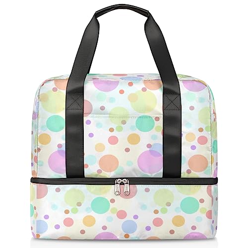 Farbige Kreise Reisetasche für Männer Frauen 21L Kreise Wochenendtasche Nass Getrennt Sport Tote Gym Reise Weekender Tasche, multi, 21L, Reisetasche von TropicalLife