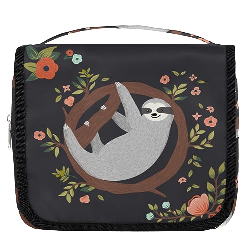 Faultier Blume Baum Lustige Reise Kulturbeutel für Frauen Männer Faultier Waschbeutel Tasche Hängende Toilettenartikel Kosmetik Make-up Organizer, farbe, 4.7 L, Taschen-Organizer von TropicalLife