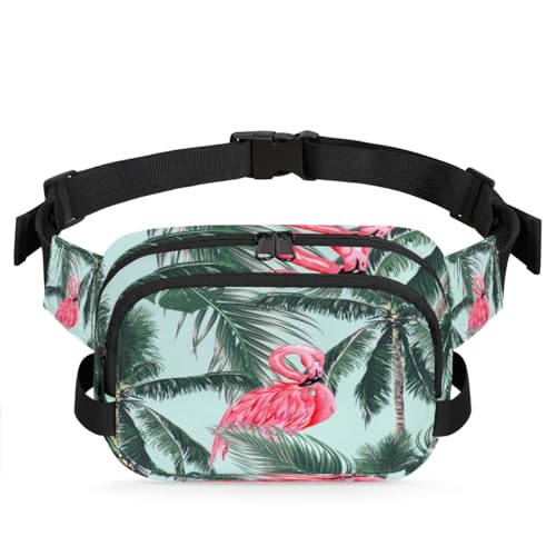 Flamingo-Bauchtasche mit tropischer Palme, für Damen, Herren, Mädchen, Jungen, Kinder, Flamingo, Bauchtasche, Laufen, Sport, Wandern, Geldbörse, Gürteltasche, farbe, XL, Taschen-Organizer von TropicalLife