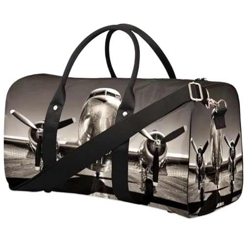 Flugzeug-Reisetasche für Damen, Herren, Kinder, Mädchen, Jungen, Vintage-Flugzeug, 22,7 l, Wochenendtasche, Übernachtungstasche, Schultertasche, Gepäcktasche für Sport, Fitnessstudio, Reisen, farbe, von TropicalLife