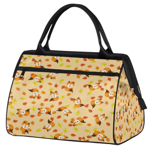 Fox Autumnal Leaves Travel Duffel Bag for Women Men 24L, Fox Weekend Bag Sports Tote Gym Travel Overnight Weekender Bag, farbe, (24L) UK, Taschen-Organizer von TropicalLife