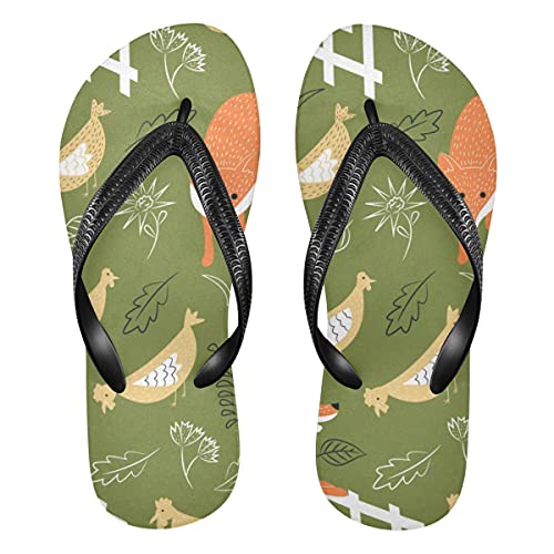 Fox Chicken Leaves Fence Damen Flip Flops Unisex Erwachsene Flip Flops Zehentrenner Größe XS Sommer Sandale für Herren, mehrfarbig, 38.5/41 EU von TropicalLife