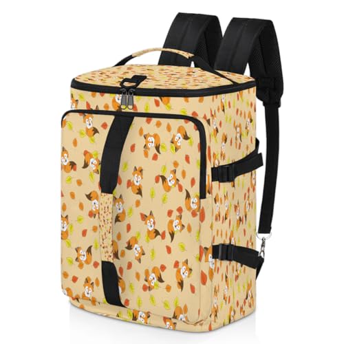 Fox Herbst Blätter Sport Duffel Rucksack für Männer Frauen, Fox Wochenendtasche mit Schuhfach Tote Übernachtungstasche 47,5L für Sport Gym Reisen, farbe, 47.5L, Taschen-Organizer von TropicalLife