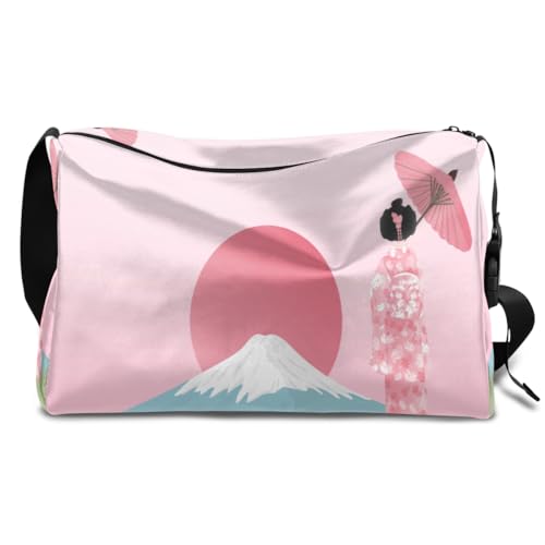 Fuji Damen Japan Leder Duffle Bag für Mann Frau Jungen Mädchen Japan Wochenende Übernachtung Sport Gym Bag Reisetasche Single Shoulder Crossbody Handtasche, farbe, 18.5L, Taschen-Organizer von TropicalLife