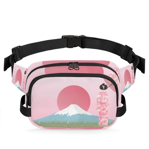 Fuji Damen Japanische Bauchtasche, Bauchtasche für Damen, Herren, Mädchen, Jungen, Kinder, japanische Bauchtasche, Laufen, Sport, Wandern, Geldbörse, Gürteltasche, farbe, XL, Taschen-Organizer von TropicalLife